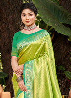 Sangam Prints Multi Color Kanjivaram Silk Woven Work Traditional Saree - Distacart