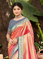 Sangam Prints Multi Color Kanjivaram Silk Woven Work Traditional Saree - Distacart