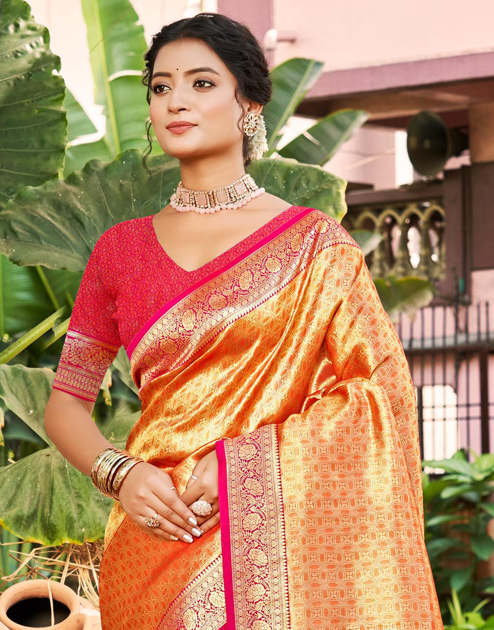 Sangam Prints Multi Color Kanjivaram Silk Woven Work Traditional Saree - Distacart