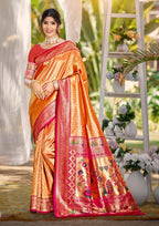 Sangam Prints Multi Color Kanjivaram Silk Woven Work Traditional Saree - Distacart