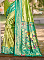 Sangam Prints Multi Color Kanjivaram Silk Woven Work Traditional Saree - Distacart