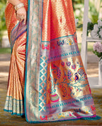 Sangam Prints Multi Color Kanjivaram Silk Woven Work Traditional Saree - Distacart