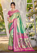 Sangam Prints Multi Color Kanjivaram Silk Woven Work Traditional Saree - Distacart
