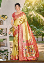 Sangam Prints Multi Color Kanjivaram Silk Woven Work Traditional Saree - Distacart