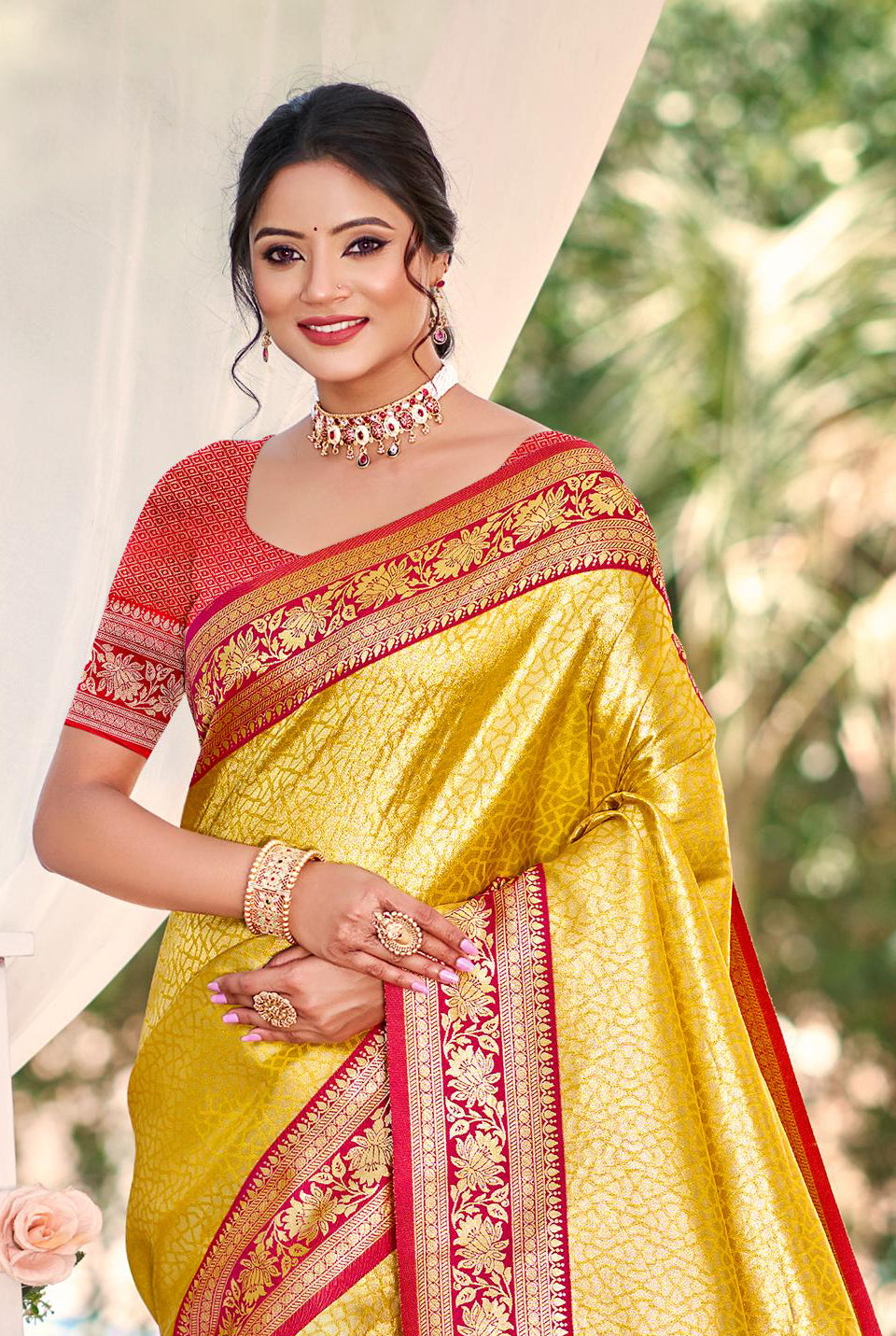 Sangam Prints Multi Color Kanjivaram Silk Woven Work Traditional Saree - Distacart
