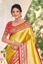 Sangam Prints Multi Color Kanjivaram Silk Woven Work Traditional Saree - Distacart