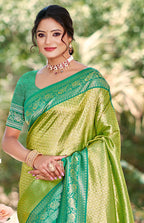 Sangam Prints Multi Color Kanjivaram Silk Woven Work Traditional Saree - Distacart