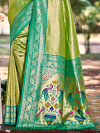 Sangam Prints Multi Color Kanjivaram Silk Woven Work Traditional Saree - Distacart