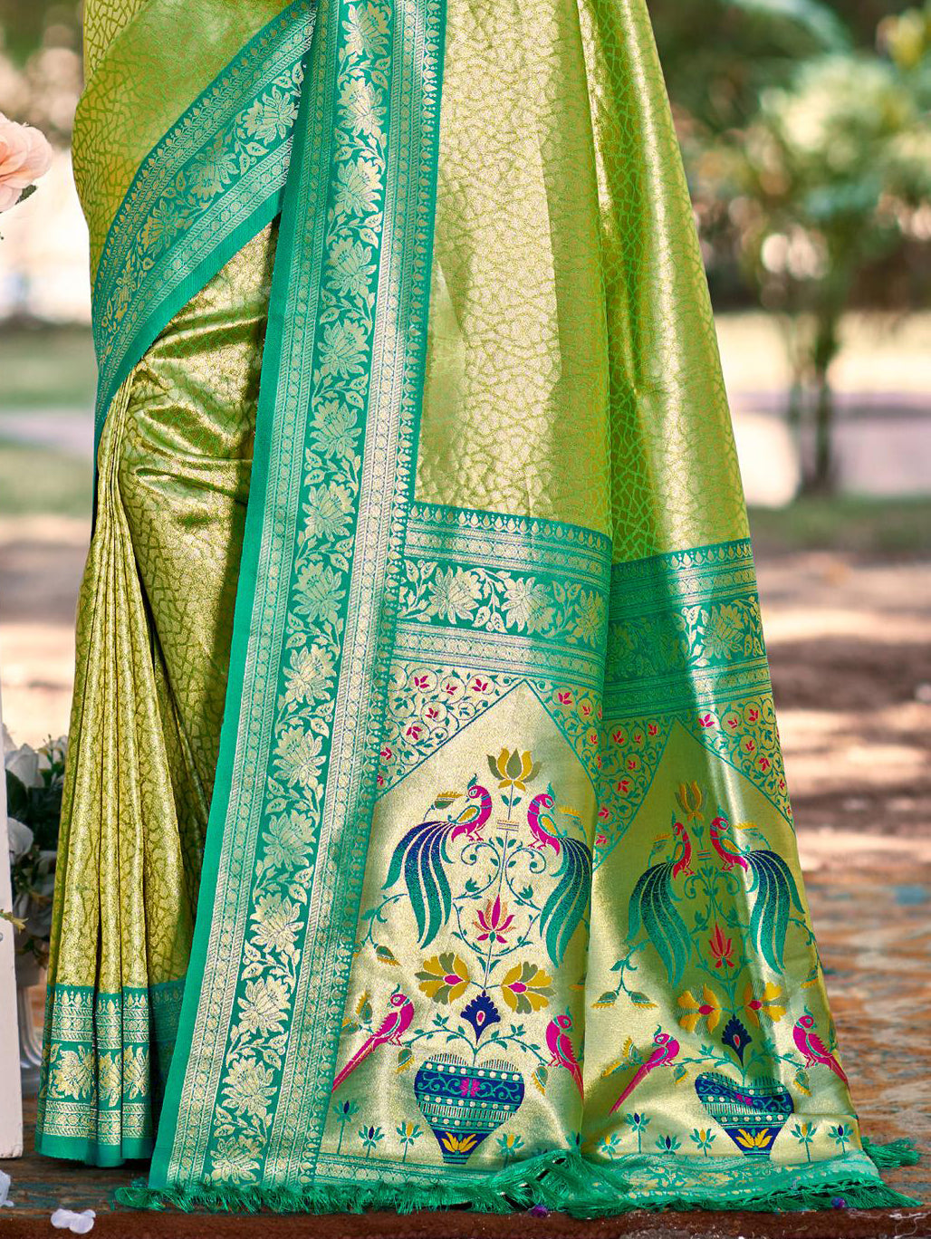Sangam Prints Multi Color Kanjivaram Silk Woven Work Traditional Saree - Distacart
