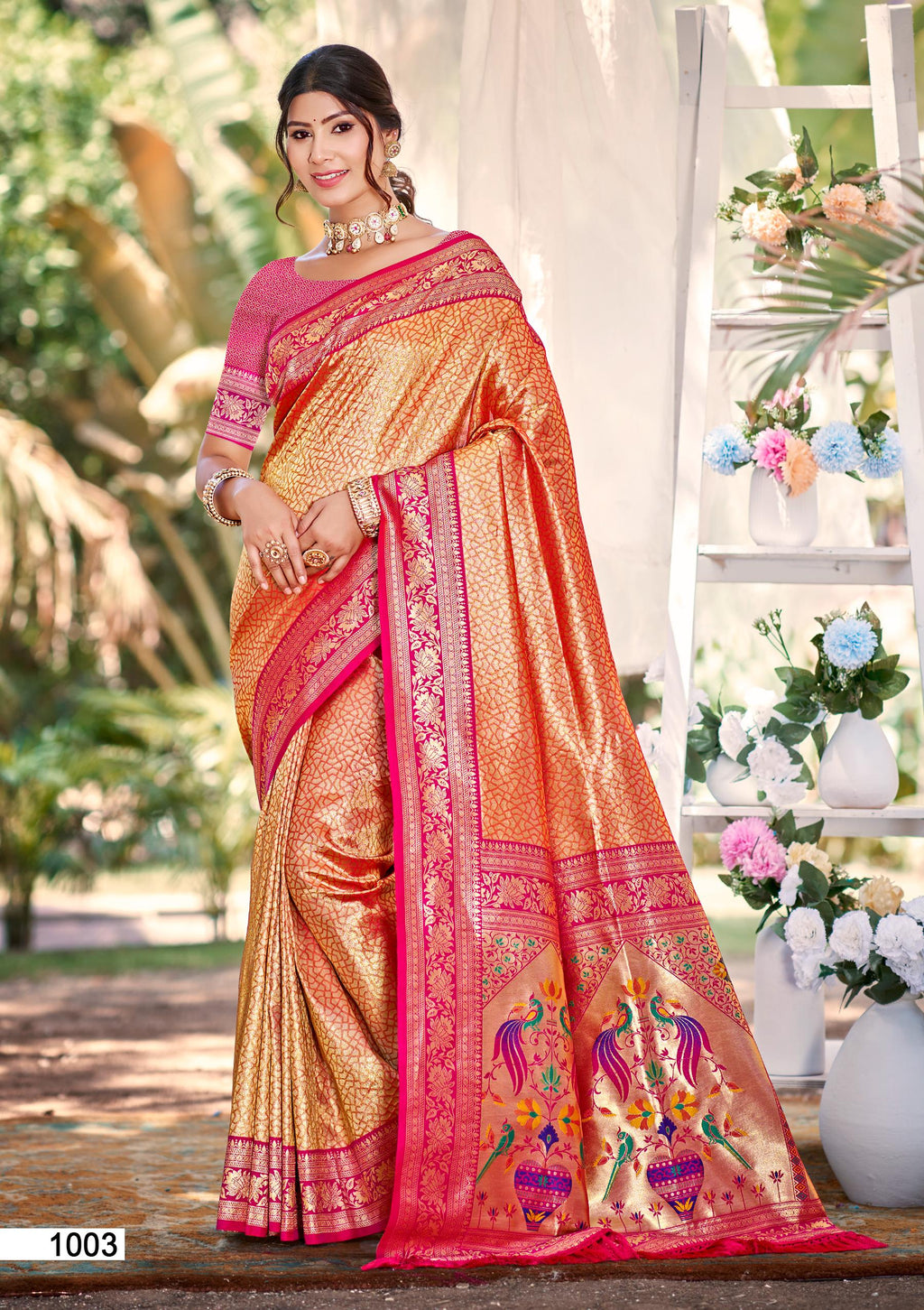 Sangam Prints Multi Color Kanjivaram Silk Woven Work Traditional Saree - Distacart