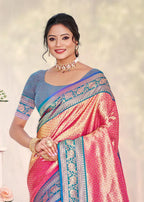 Sangam Prints Multi Color Kanjivaram Silk Woven Work Traditional Saree - Distacart