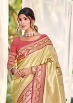 Sangam Prints Multi Color Kanjivaram Silk Woven Work Traditional Saree - Distacart