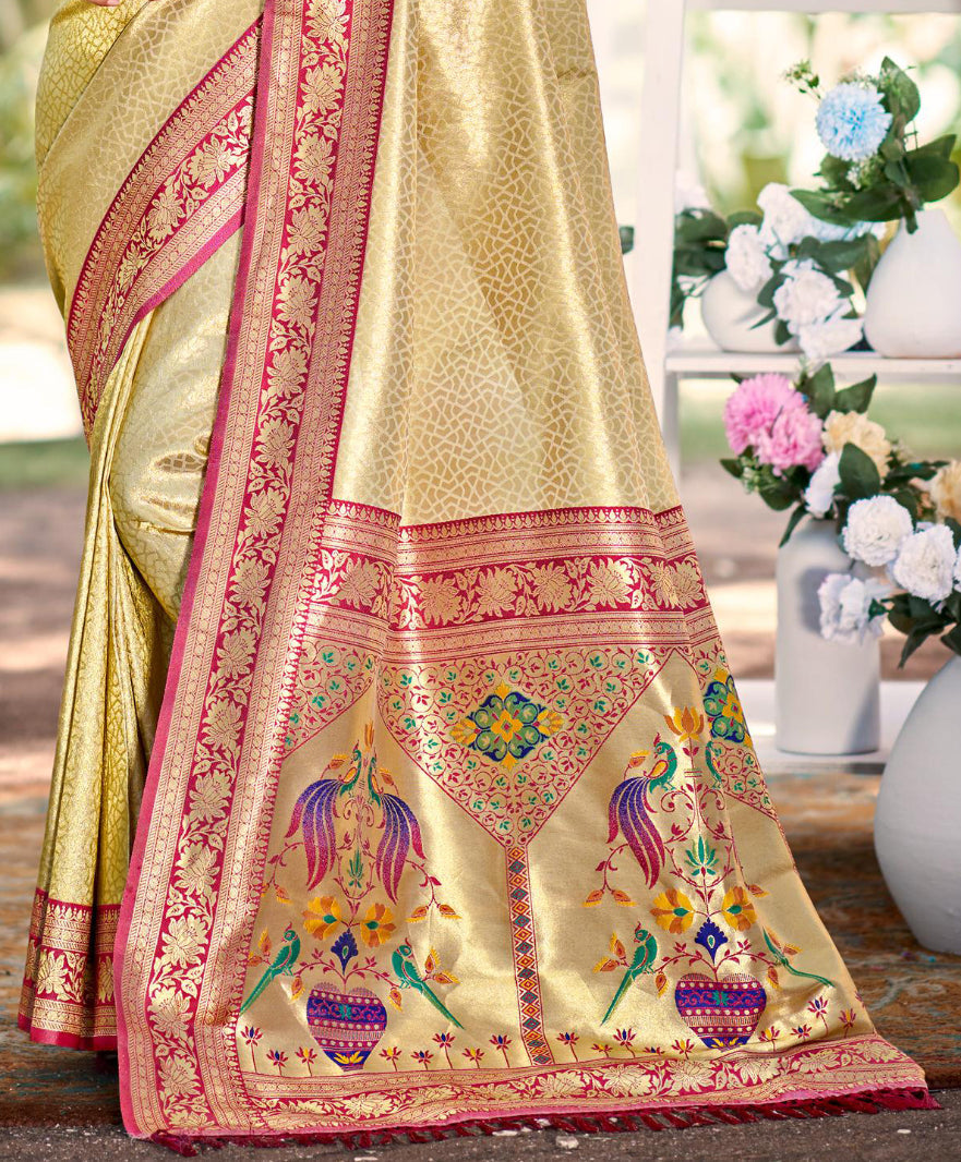 Sangam Prints Multi Color Kanjivaram Silk Woven Work Traditional Saree - Distacart