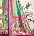 Sangam Prints Multi Color Kanjivaram Silk Woven Work Traditional Saree