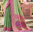 Sangam Prints Multi Color Kanjivaram Silk Woven Work Traditional Saree