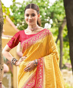 Sangam Prints Multi Color Kanjivaram Silk Woven Work Traditional Saree - Distacart