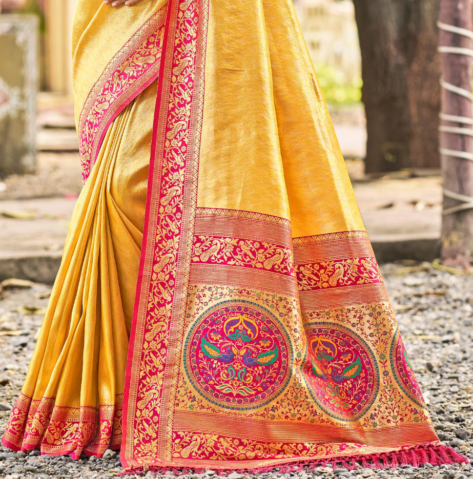 Sangam Prints Multi Color Kanjivaram Silk Woven Work Traditional Saree - Distacart
