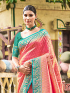 Sangam Prints Multi Color Kanjivaram Silk Woven Work Traditional Saree - Distacart