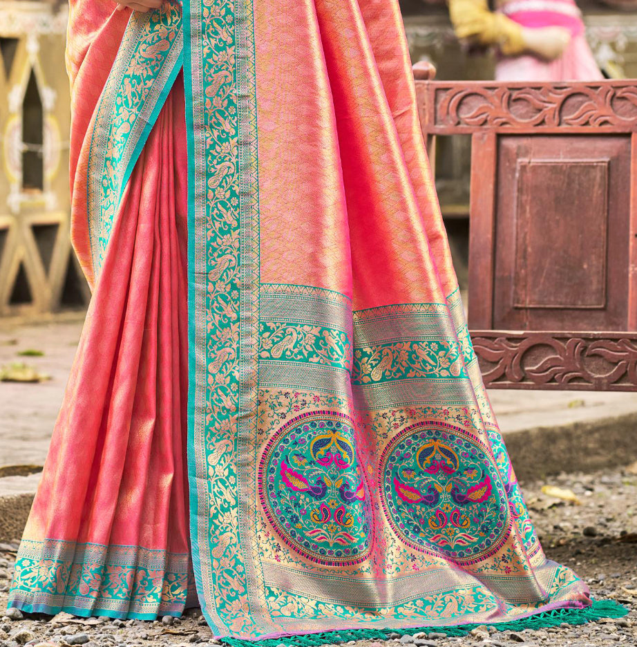 Sangam Prints Multi Color Kanjivaram Silk Woven Work Traditional Saree - Distacart