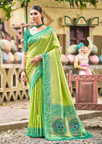Sangam Prints Multi Color Kanjivaram Silk Woven Work Traditional Saree - Distacart