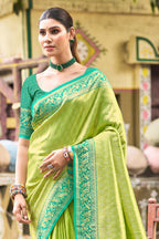 Sangam Prints Multi Color Kanjivaram Silk Woven Work Traditional Saree - Distacart