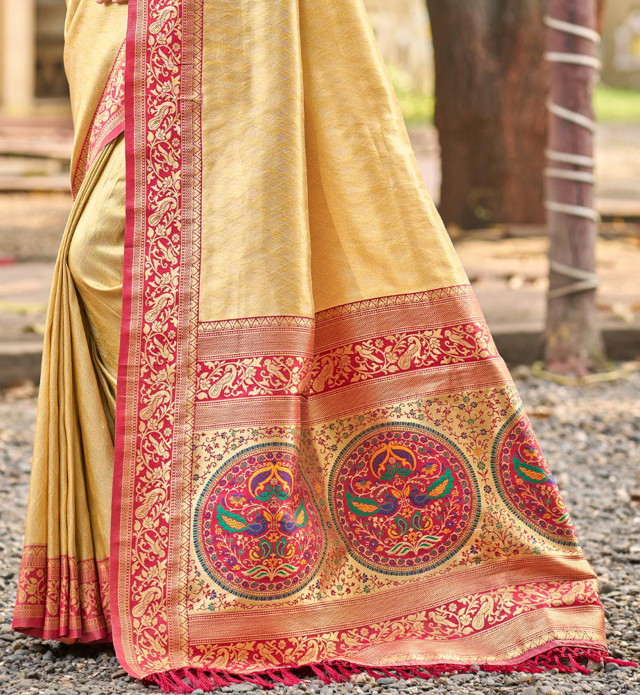 Sangam Prints Multi Color Kanjivaram Silk Woven Work Traditional Saree - Distacart