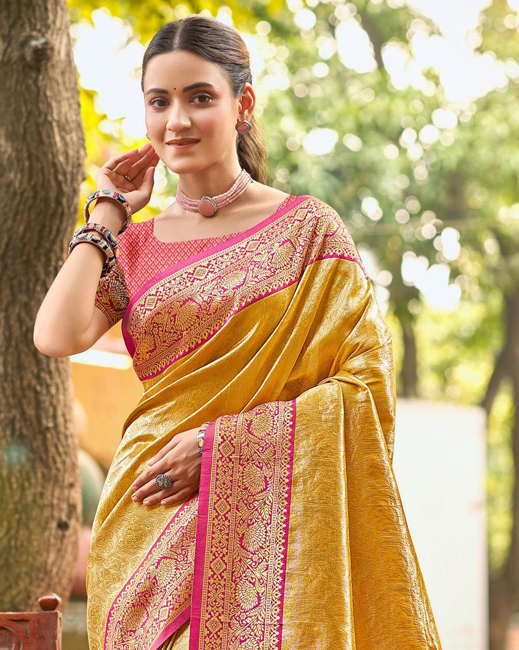 Sangam Prints Multi Color Kanjivaram Silk Woven Work Traditional Saree - Distacart