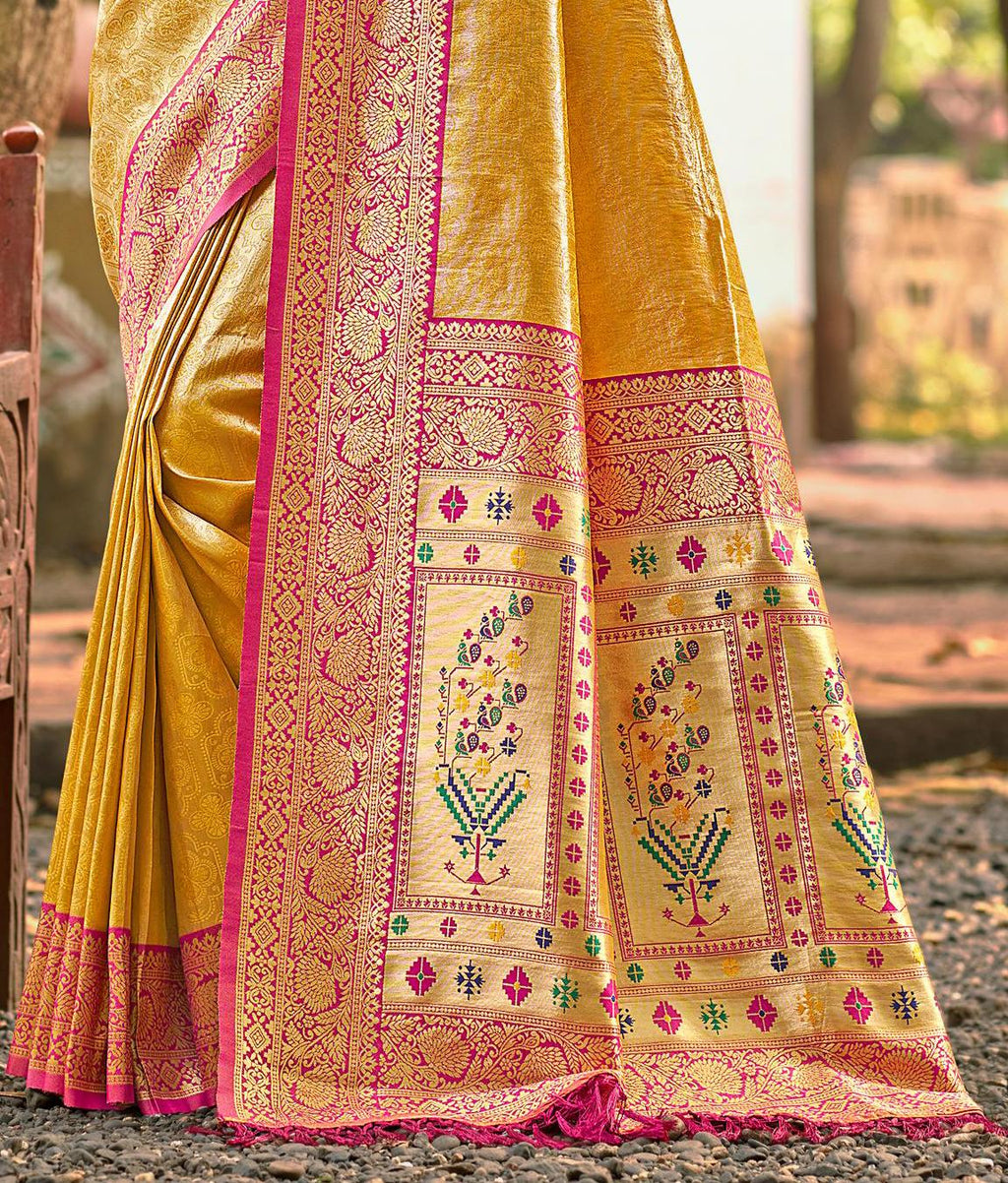 Sangam Prints Multi Color Kanjivaram Silk Woven Work Traditional Saree - Distacart