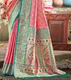 Sangam Prints Multi Color Kanjivaram Silk Woven Work Traditional Saree