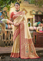 Sangam Prints Multi Color Kanjivaram Silk Woven Work Traditional Saree - Distacart