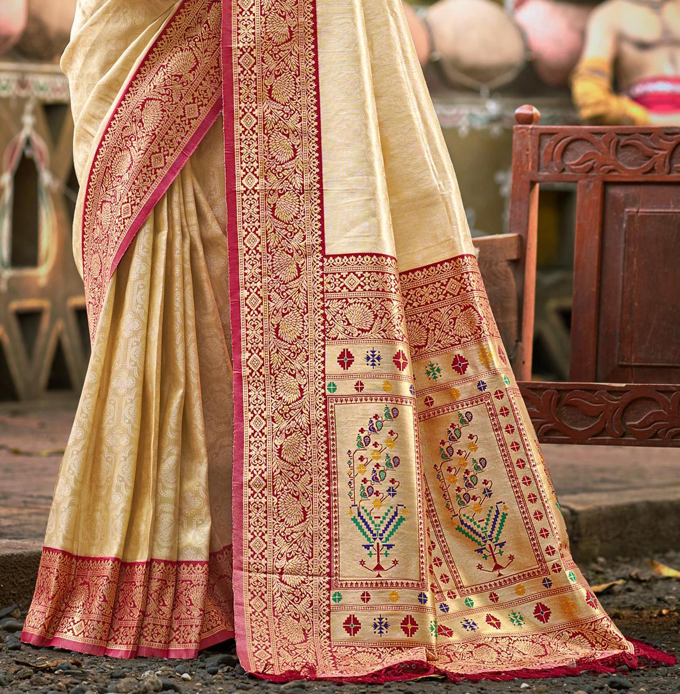 Sangam Prints Multi Color Kanjivaram Silk Woven Work Traditional Saree - Distacart