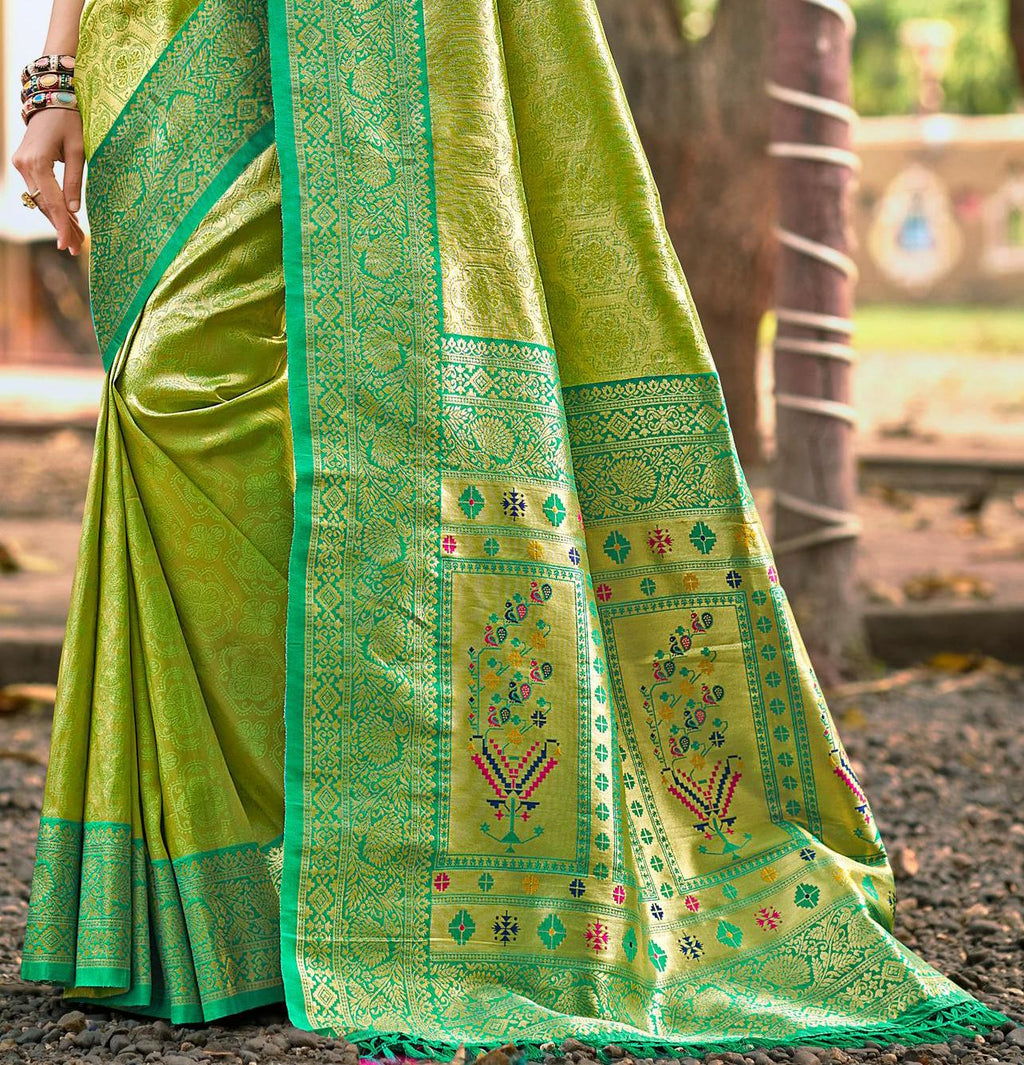 Sangam Prints Multi Color Kanjivaram Silk Woven Work Traditional Saree - Distacart