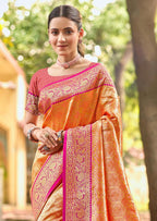 Sangam Prints Multi Color Kanjivaram Silk Woven Work Traditional Saree - Distacart