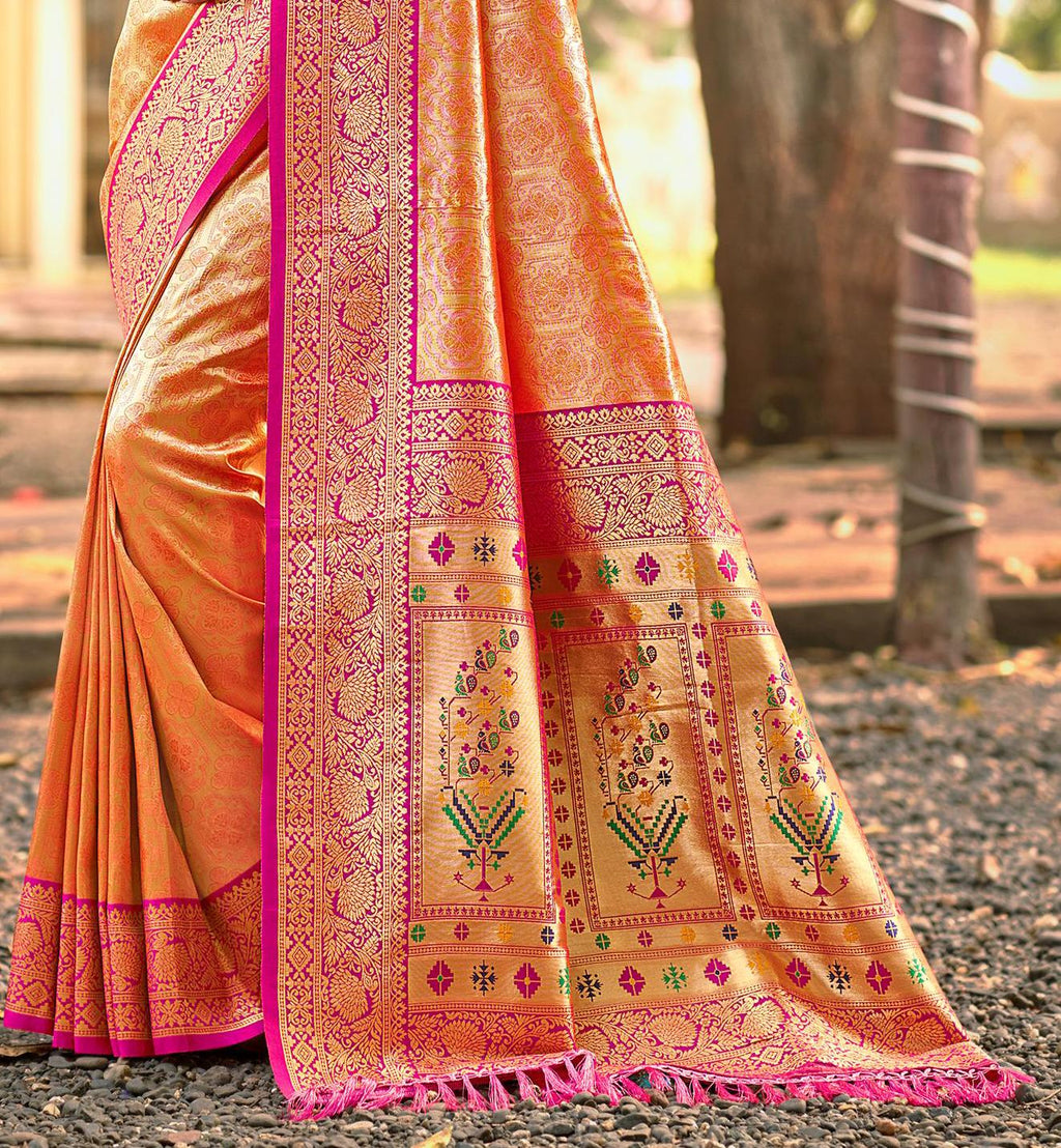 Sangam Prints Multi Color Kanjivaram Silk Woven Work Traditional Saree - Distacart