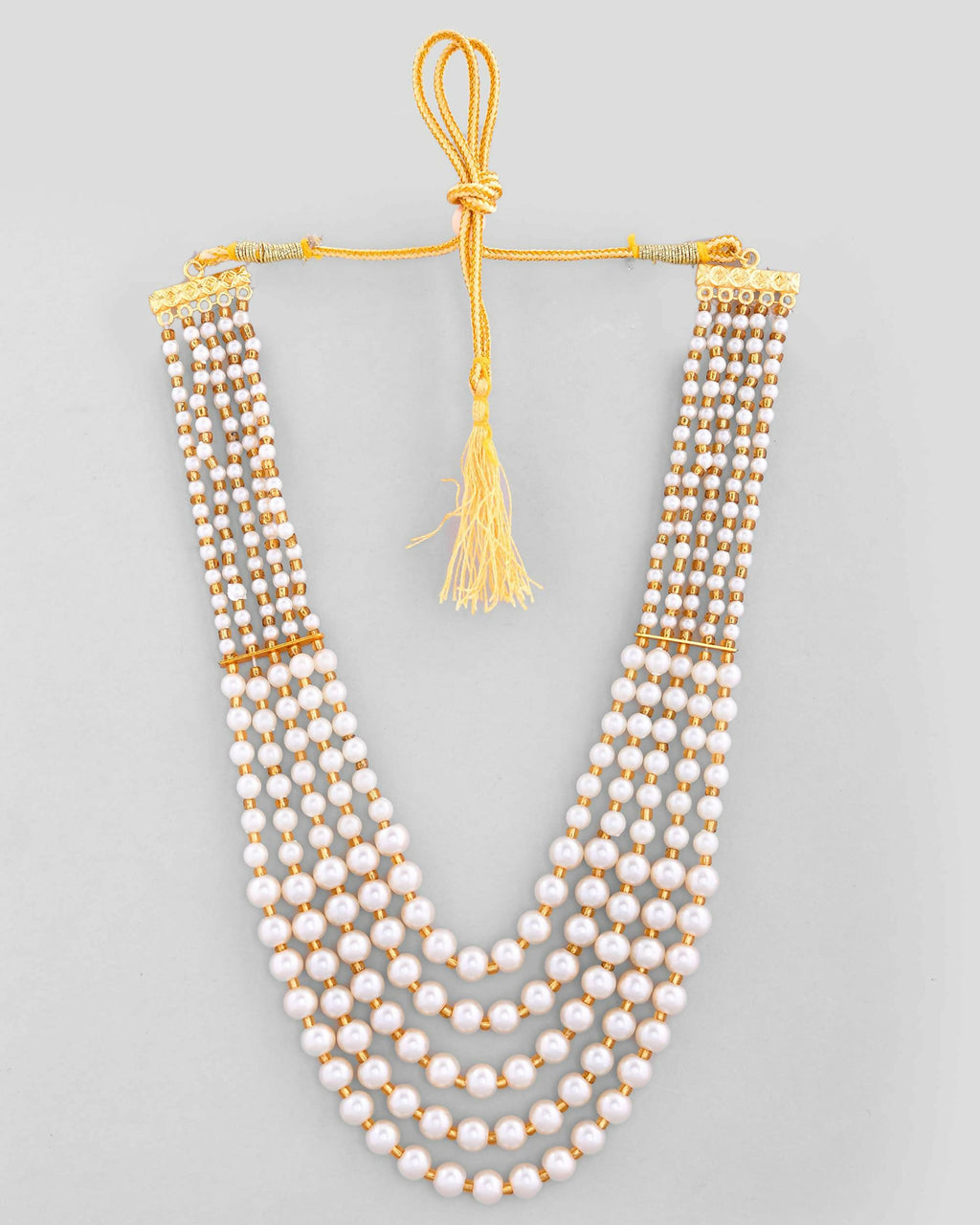 VOJ Gold-Polished Multi Layered Pearl Maharani Necklace