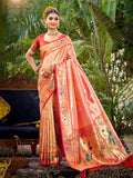 Sangam Prints Red  Silk Woven Work Traditional Saree - Distacart