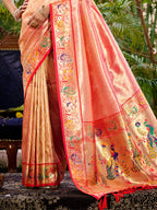 Sangam Prints Red  Silk Woven Work Traditional Saree - Distacart