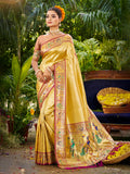 Sangam Prints Yellow Silk Woven Work Traditional Saree - Distacart