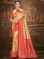 Sangam Prints Multi Color Dharmavaram Woven Work Traditional Saree - Distacart