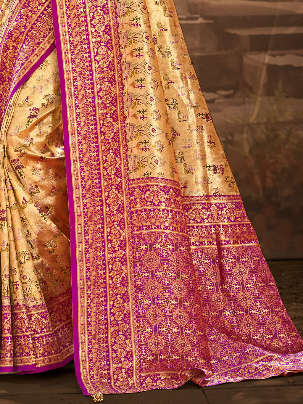 Sangam Prints Multi Color Dharmavaram Woven Work Traditional Saree - Distacart