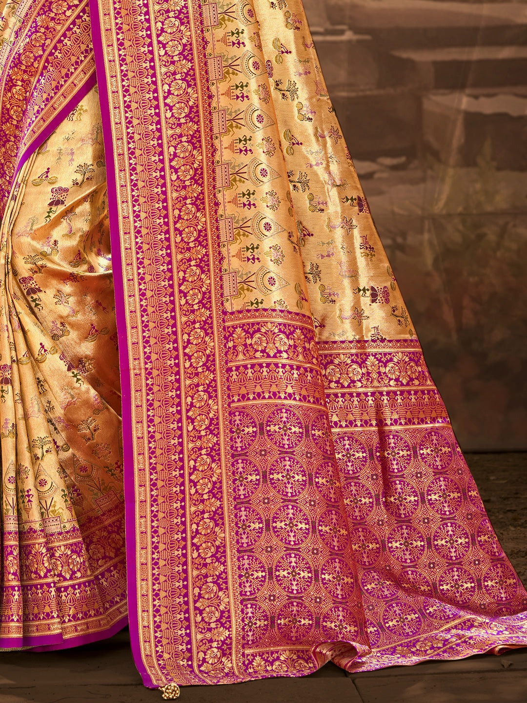 Sangam Prints Multi Color Dharmavaram Woven Work Traditional Saree - Distacart