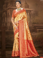 Sangam Prints Multi Color Dharmavaram Woven Work Traditional Saree - Distacart