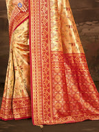 Sangam Prints Multi Color Dharmavaram Woven Work Traditional Saree - Distacart