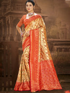 Sangam Prints Multi Color Dharmavaram Woven Work Traditional Saree - Distacart