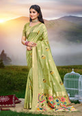 Sangam Prints Green Heavy Assam Silk Saree With Meena Woven Work Traditional Saree - Distacart