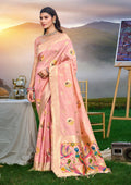 Sangam Prints Pink Heavy Assam Silk Saree With Meena Woven Work Traditional Saree - Distacart