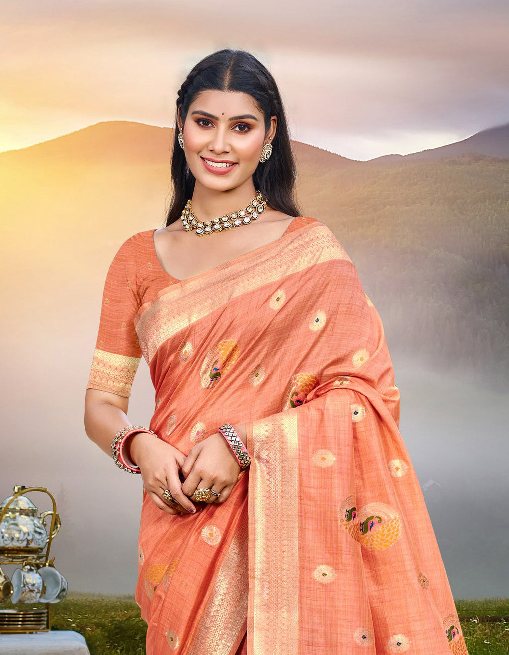 Sangam Prints Gajri Havy Assam Silk Saree With Meena Woven Work Traditional Saree - Distacart