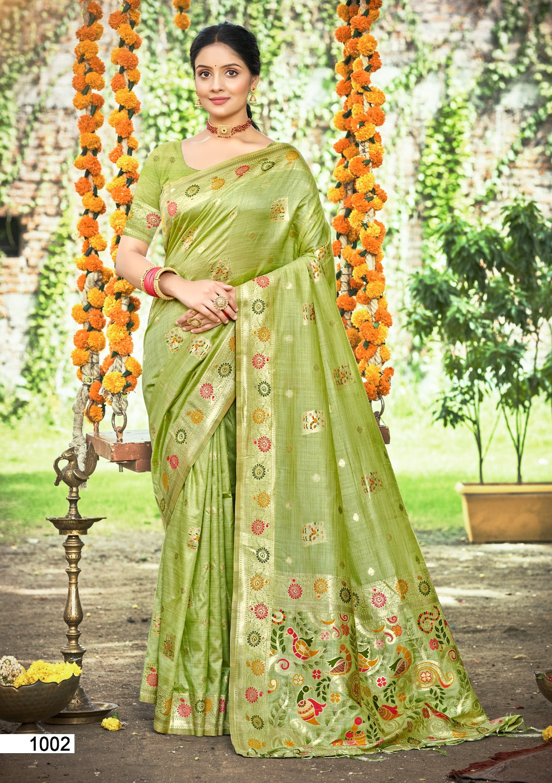 Prazu Fashion Green Assam Silk Weaving Wedding Wear Saree - Distacart