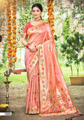 Prazu Fashion Peach Assam Silk Weaving Wedding Wear Saree - Distacart