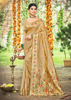 Sangam Prints Chiku Havy Assam Silk Saree With Meena Woven Work Traditional Saree - Distacart
